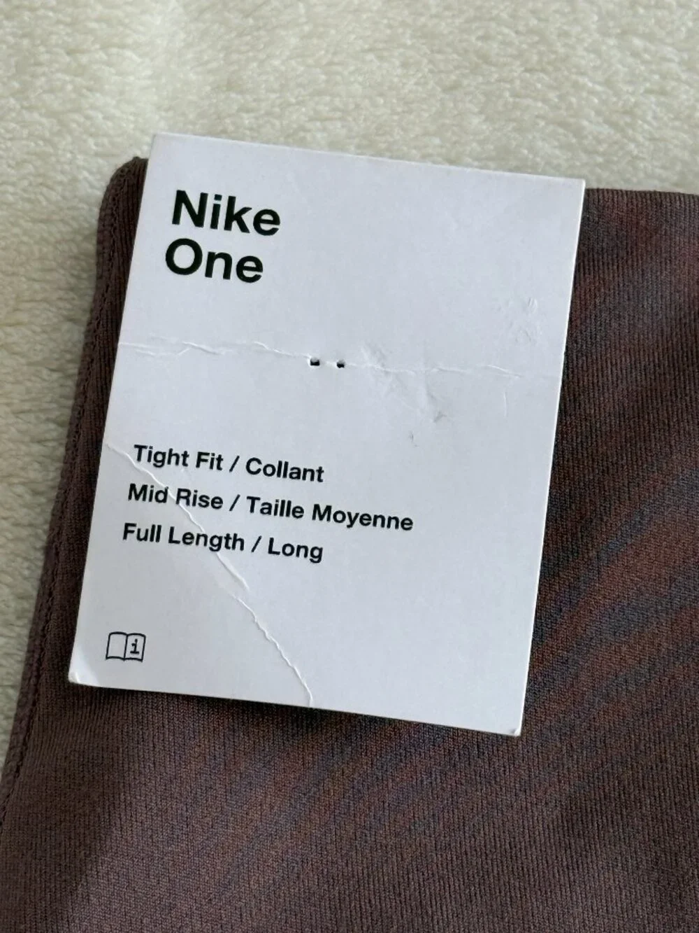 Nike One Dri-FIT Mid Rise Full Length Leggings Mauve Women's M NWT